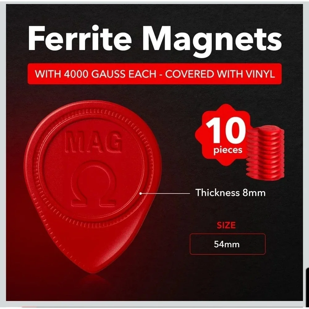 MAG 10 Pack 4000 Gauss Ferrite Biomagnets 54x8mm Round Vinyl Coated Magnets